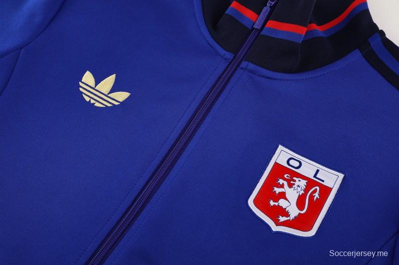 25/26 أولمبيك ليون/أولمبيك ليون أزرق سحاب كامل سترة + بنطال طويل