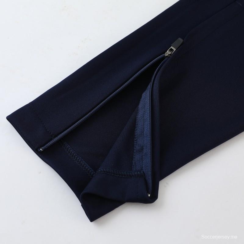 2025 أديداس 2025 جاكيت أزرق ملكي بسحاب كامل + بنطلون طويل