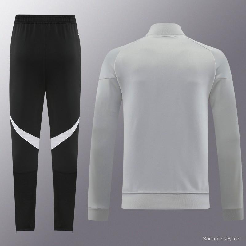 2025 أديداس 2025 جاكيت أديداس رمادي كامل بسحاب + بنطلون طويل