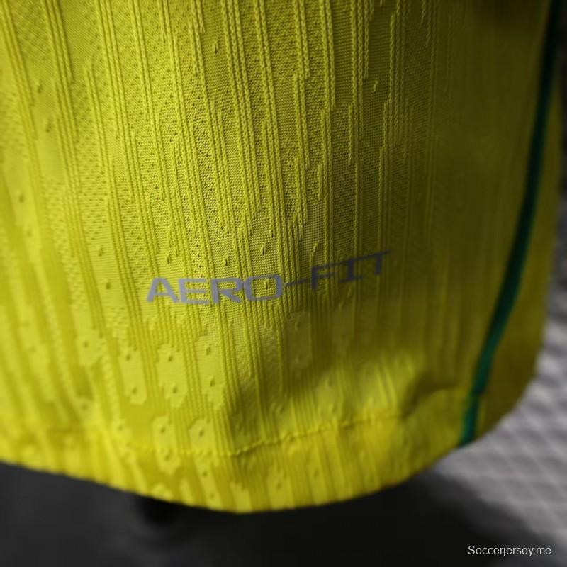 إصدار اللاعب 2026 قميص منتخب البرازيل 2026 أصفر اللون أصفر بنمط مخطط عمودي