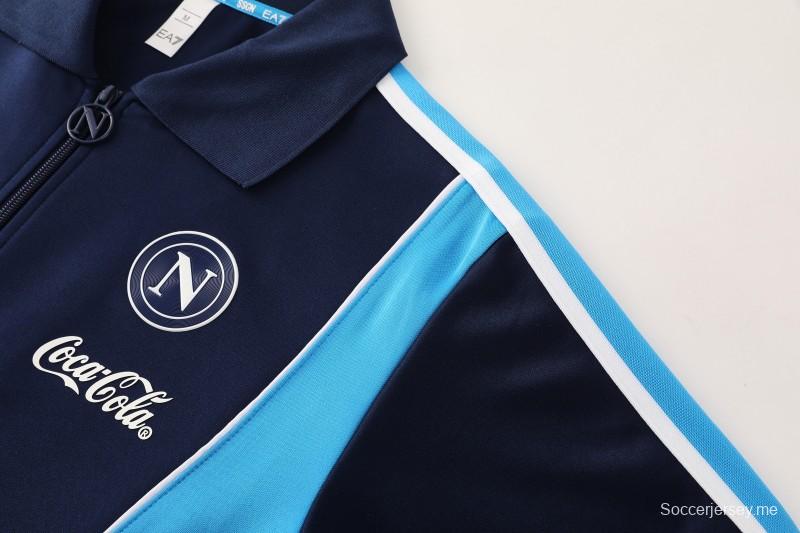 25/26 أس أس سي نابولي أزرق كحلي سحاب كامل سترة رياضية + بنطلون طويل + بنطلون طويل