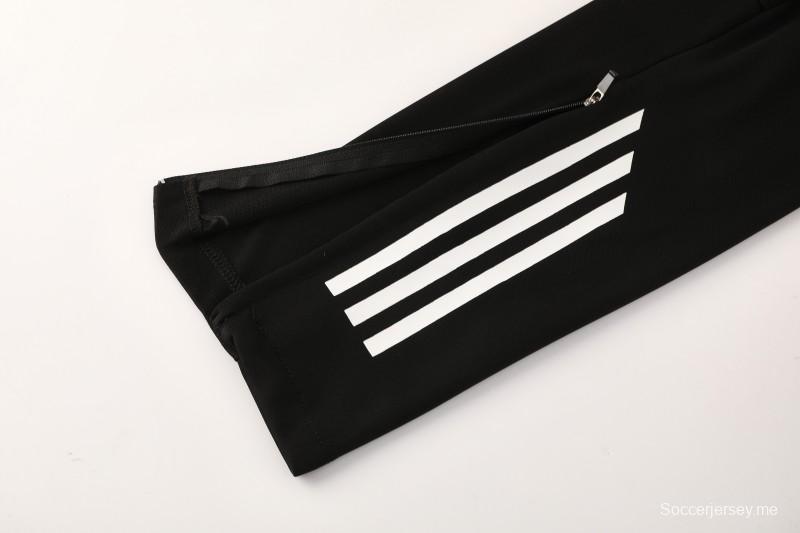 25/26 أديداس جاكيت أديداس أسود سحاب كامل سترة رياضية + بنطلون طويل