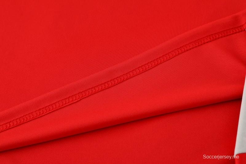 25/26 أديداس سترة رياضية بسحاب كامل أحمر/أبيض + بنطلون طويل + جاكيت أديداس أحمر/أبيض