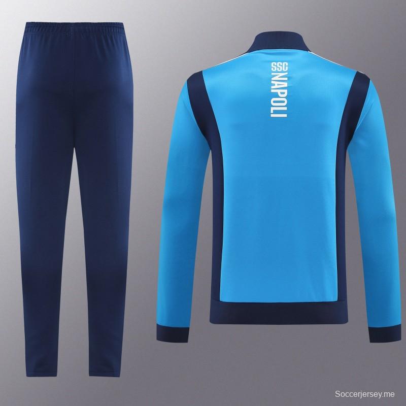 25/26 SSC نابولي أزرق سماوي سحاب كامل سترة رياضية + بنطلون طويل + سترات طويلة