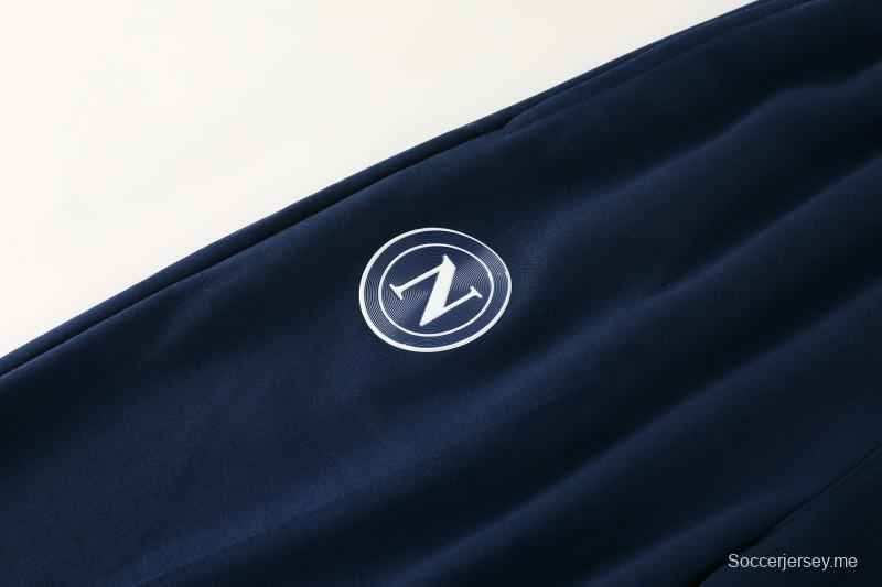 25/26 نابولي أزرق سماوي أزرق سحاب كامل سترة رياضية + بنطلون طويل