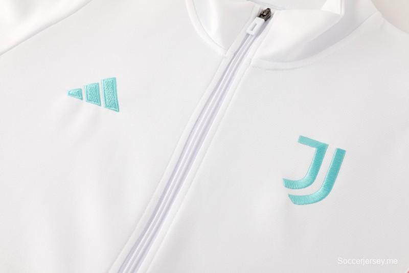 25/26 يوفنتوس جاكيت رياضي أبيض بسحاب كامل + بنطلون طويل + جاكيت يوفنتوس أبيض