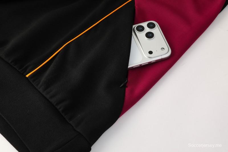 26/27 رومان: طقم رياضي أسود بغطاء للرأس وسحاب كامل + بنطال طويل