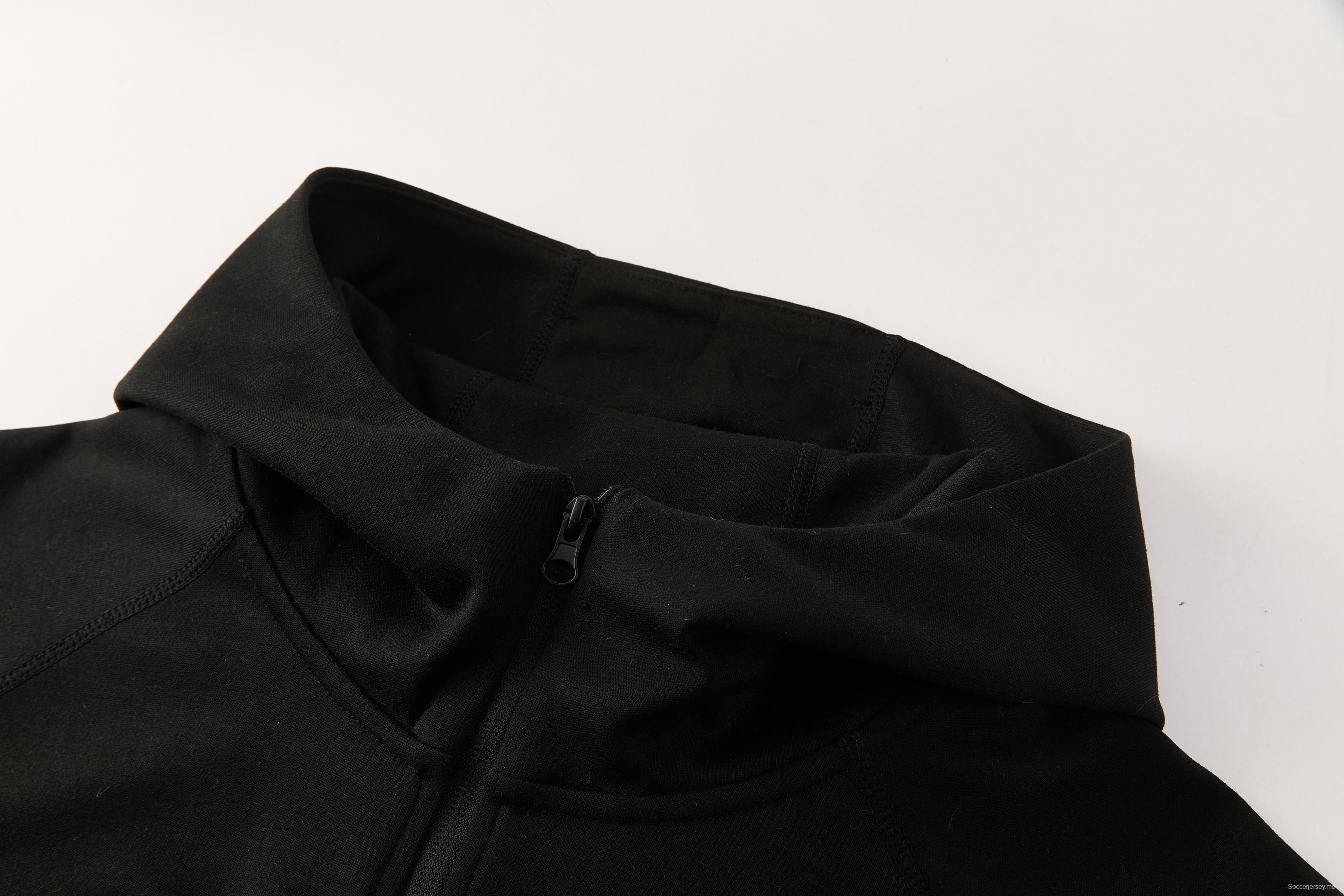 25/26 تشيلسي أسود كامل سحاب هوديي واقي من الرياح + بنطلون طويل