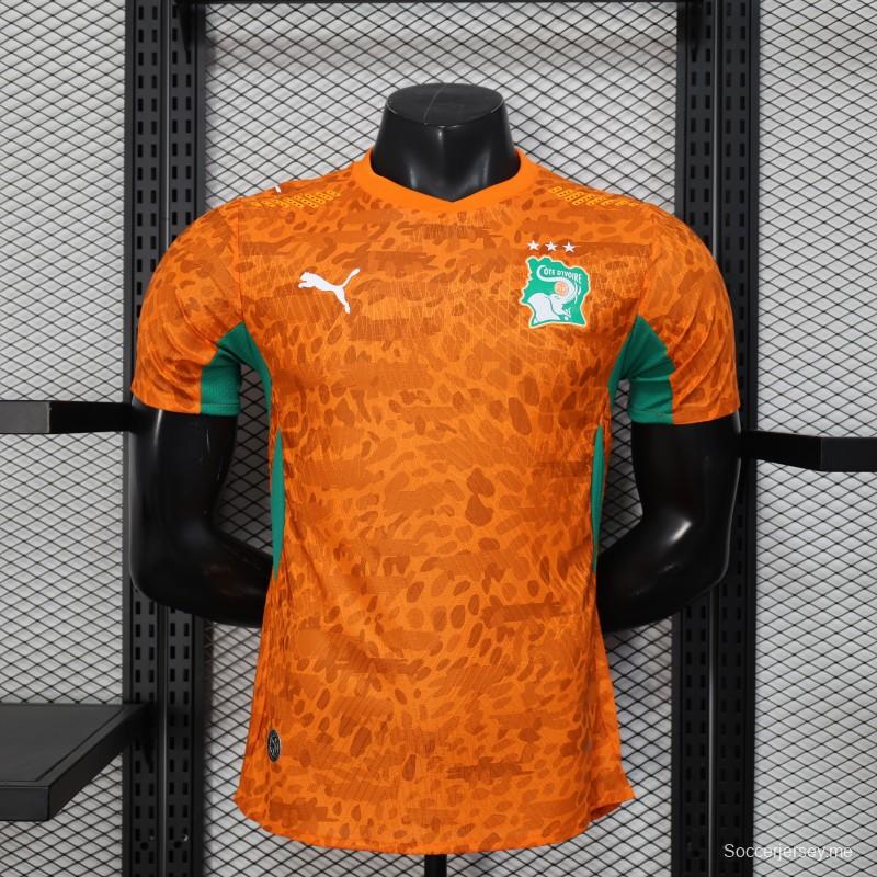 2026 نسخة اللاعب كوت ديفوار قميص برتقالي بنقشة جلد الفهد