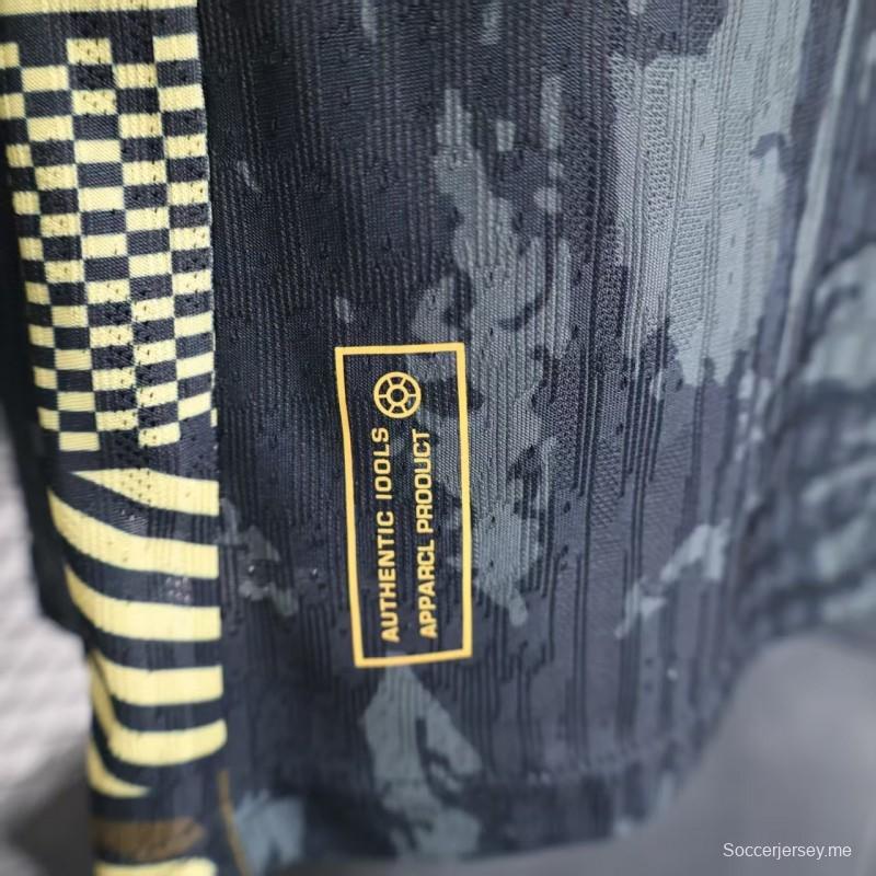 2026 نسخة اللاعبين البرتغال رمادي غامق مع نمط رسومي تجريدي قميص