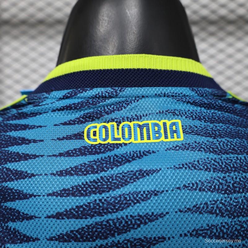 2026 نسخة اللاعبين قميص أزرق كولومبي بنمط متعرج متموج