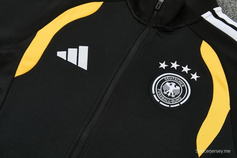 26/27 ألمانيا  طقم رياضي ألماني باللون الأسود مع سترة بسحاب كامل + بنطال طويل