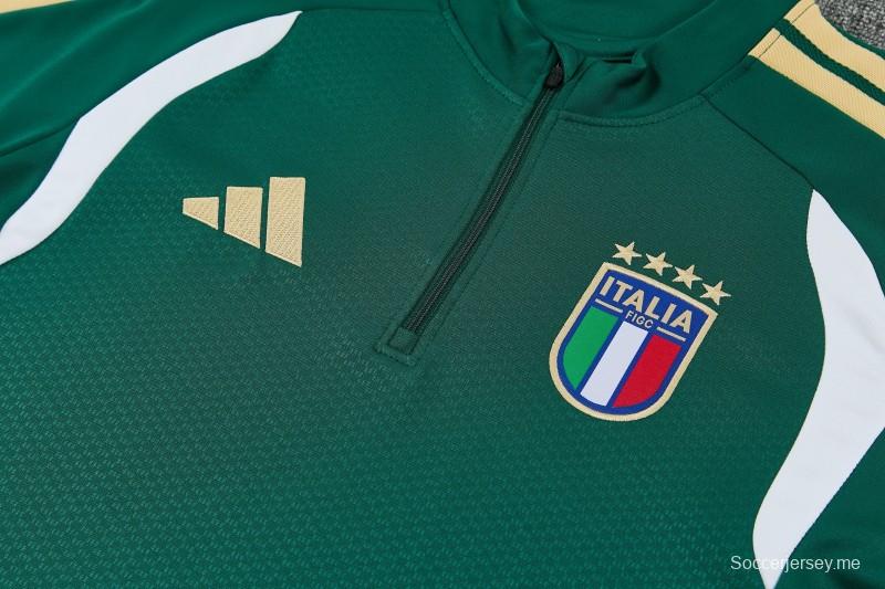 26/27 طقم رياضي إيطالي أخضر بنصف سحاب + بنطال طويل