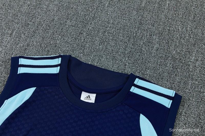 26/27 سترة تدريب أرجنتينية زرقاء داكنة بلا أكمام + شورت كرة قدم