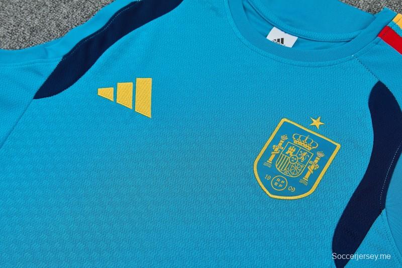 26/27 سترة تدريب إسبانية زرقاء فاتحة بدون أكمام + شورت كرة قدم