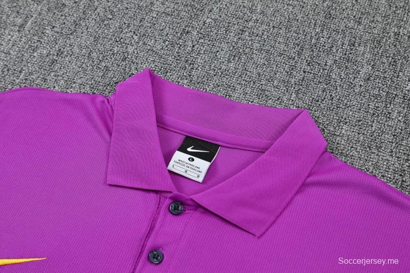 26/27 برشلونة  قميص بولو تدريبي أرجواني + بنطال طويل أزرق داكن - بدلة رياضية