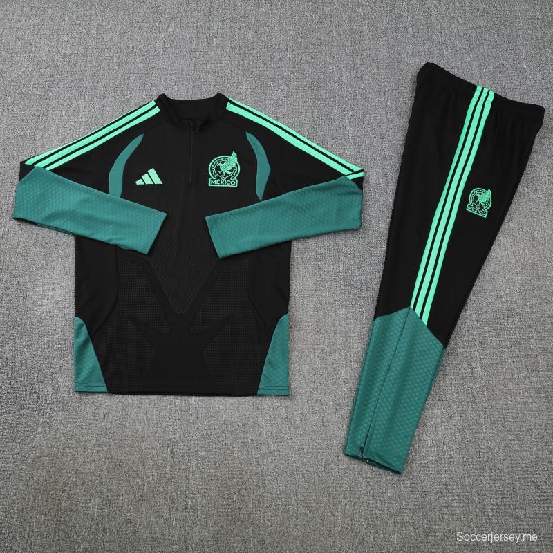 26/27  طقم رياضي مكسيكي أسود بنصف سحاب + بنطال طويل