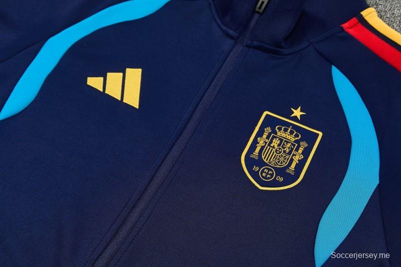 26/27 طقم رياضي من البحرية الإسبانية باللون الأزرق الداكن مع سترة بسحاب كامل + بنطال طويل