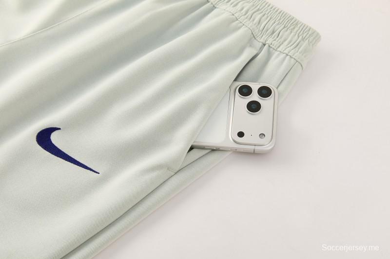 26/27 بدلة رياضية من إنتر ميلان بلون أخضر فاتح مع سحاب كامل وغطاء للرأس + بنطال طويل