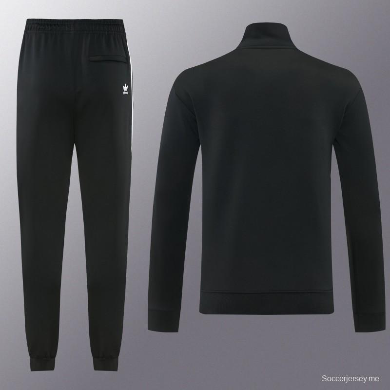 2026 سترة سوداء من أديداس بسحاب كامل + بنطال طويل