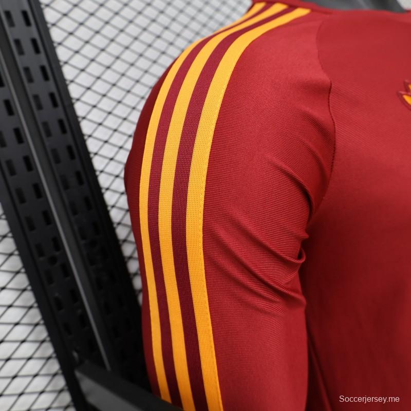 قميص اللاعب الإصدار 2026 AS Roma باللون الأحمر الداكن  إصدار كلاسيكي من موسم 84/85  قميص المباراة الرئيسي طويل الأكمام