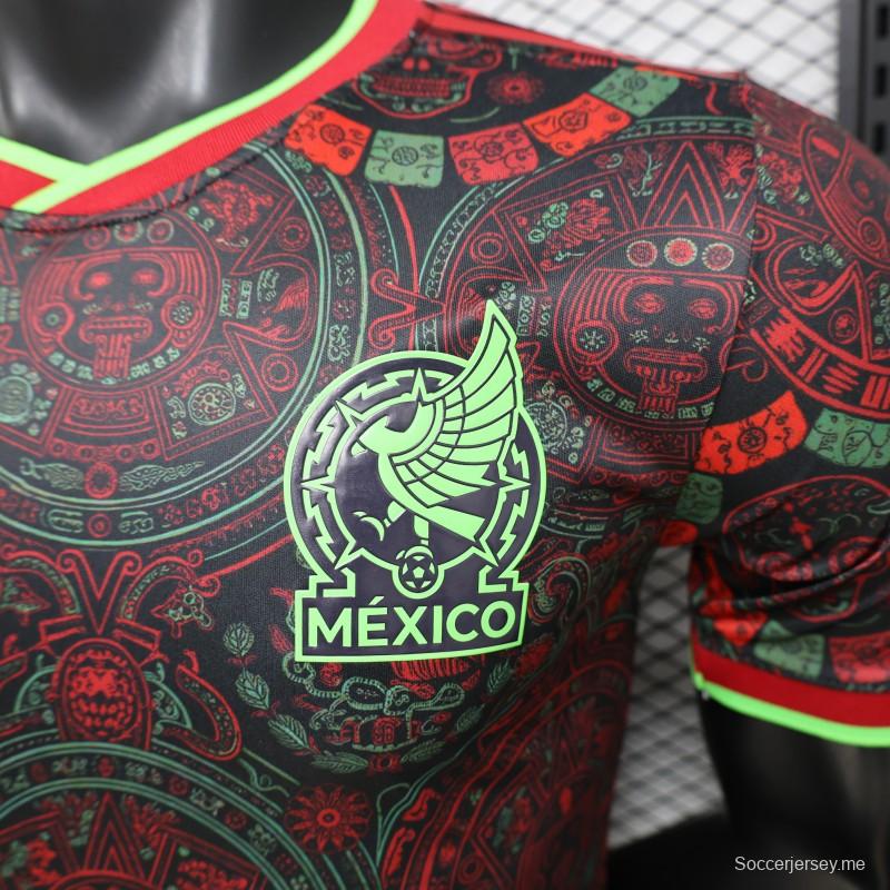 قميص اللاعب الإصدار 2026 المكسيك  أسود مع تصميم التقويم الأزتيكي و"يوم الموتى" - إصدار خاص