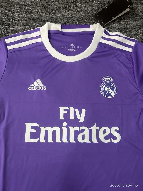 قميص ريال مدريد للأطفال طراز ريترو 16/17 ذو الأكمام الطويلة (قميص المباريات الخارجية)