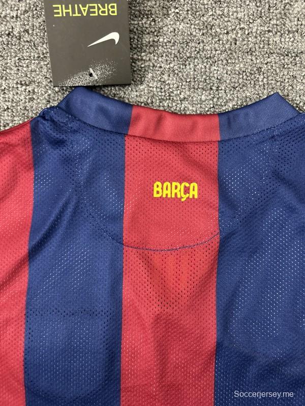 قميص برشلونة للأطفال طراز ريترو 14/15 ذو الأكمام الطويلة