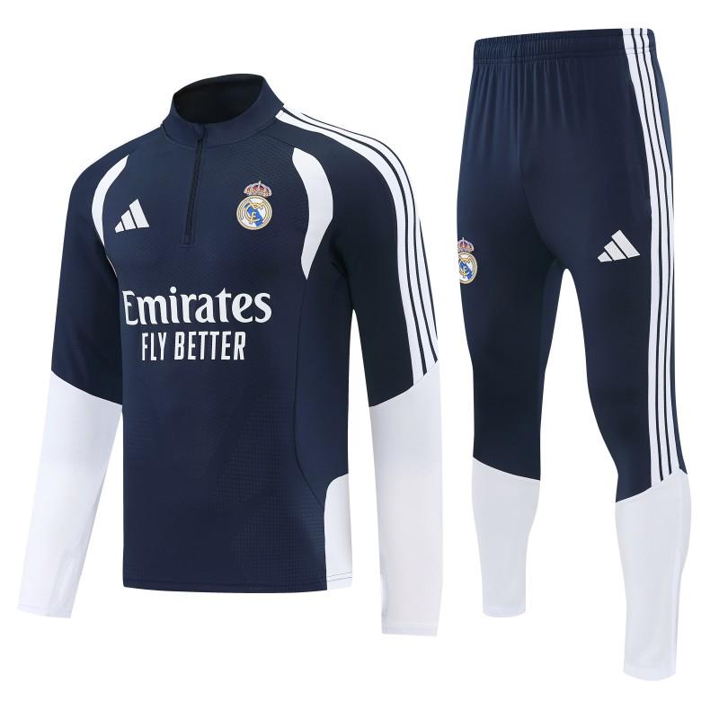 26/27 ريال مدريد  أزرق داكن  طقم رياضي مع سترة بنصف سحاب + بنطال طويل