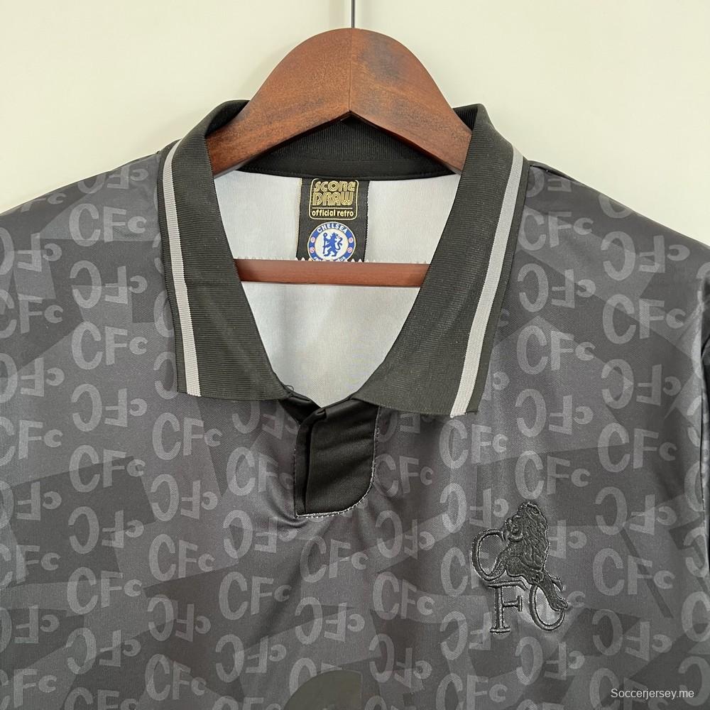قميص تشيلسي ريترو تشيلسي 1990 أسود خاص أسود خاص أسود خارجي
