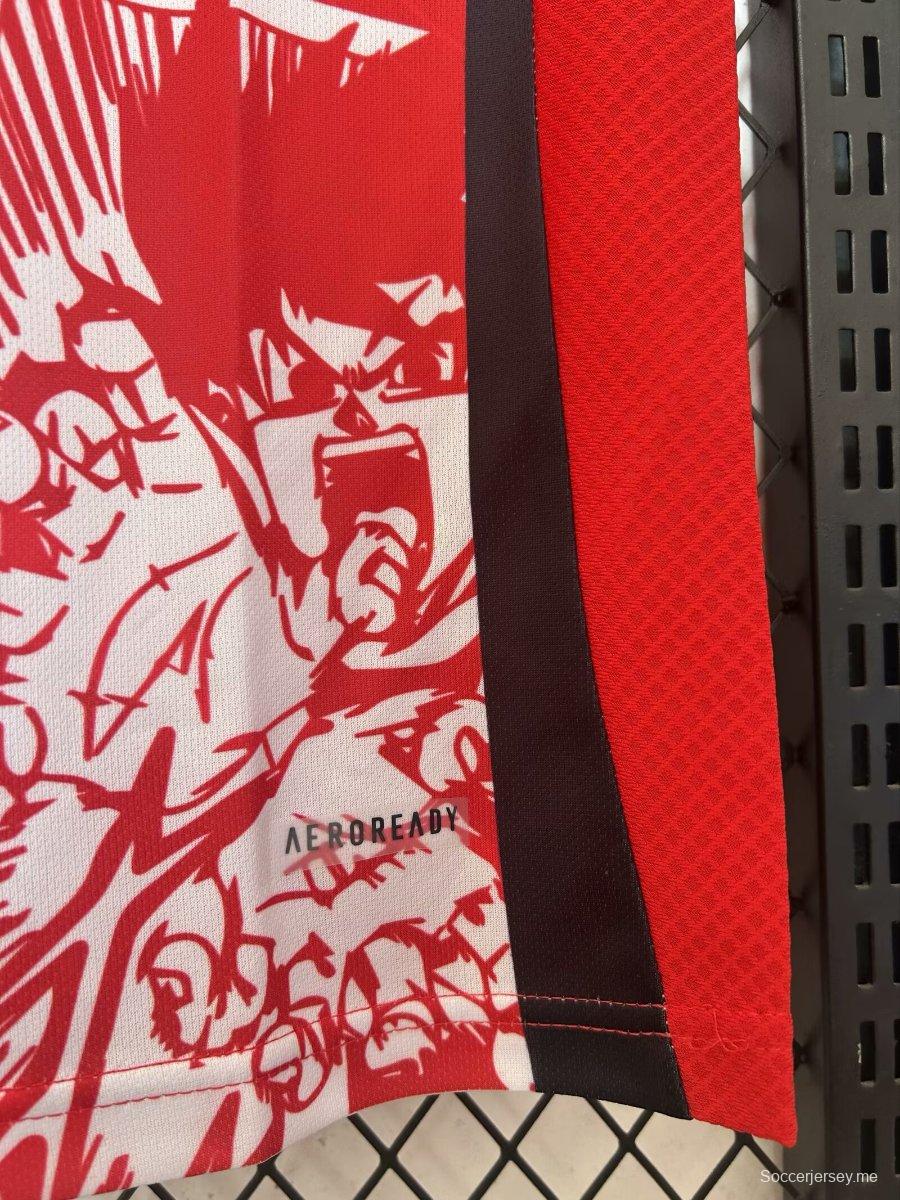 2024 قميص منتخب اليابان 2024 إصدار محدود باللون الأحمر/الأبيض لمنتخب اليابان دراغون بول زد