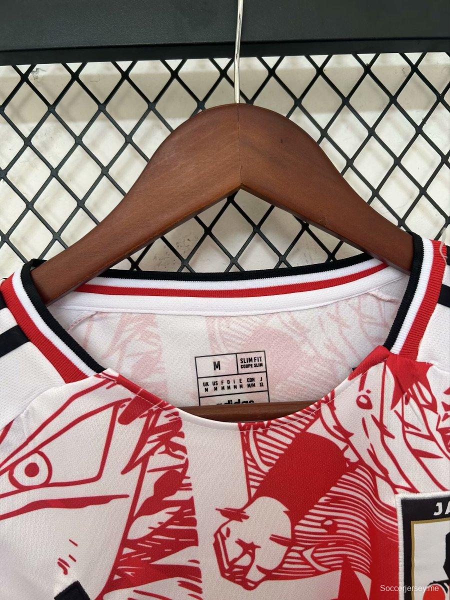 2024 قميص منتخب اليابان 2024 إصدار محدود باللون الأحمر/الأبيض لمنتخب اليابان دراغون بول زد