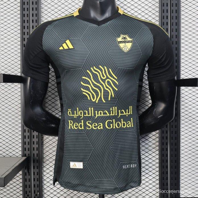 إصدار اللاعب 25/26 قميص نادي الأهلي السعودي أسود بنقوش هندسية