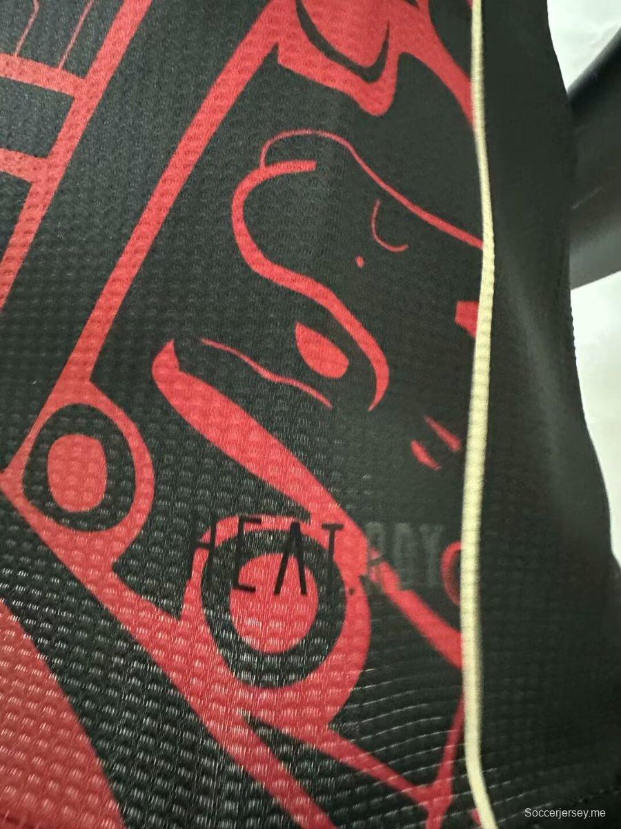 إصدار اللاعب 2025 قميص المكسيك 2025 أسود مع قميص بنقشة أزتيك أحمر-أخضر