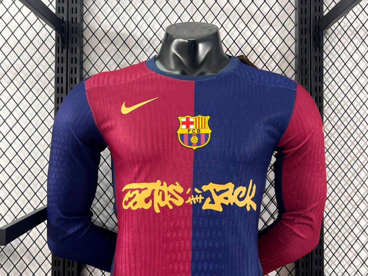 إصدار اللاعب 24/25 برشلونة × ترافيس سكوت قميص بأكمام طويلة الأكمام للمنازل