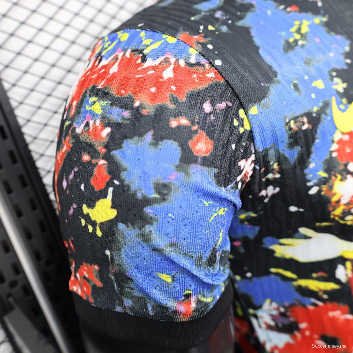 إصدار اللاعب 2025 قميص البرازيل 2025 أسود مع عمل فني ليسوع المسيح