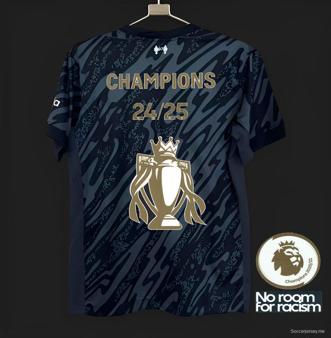 24/25 قميص حارس مرمى ليفربول أسود اللون بطباعة تشامبيونز