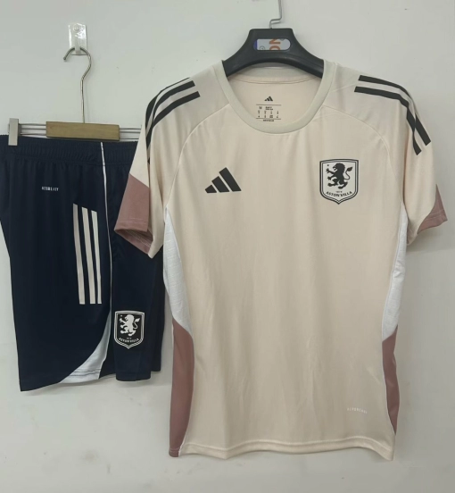 25/26 قميص أستون فيلا قبل المباراة قميص كاكي + شورت قصير