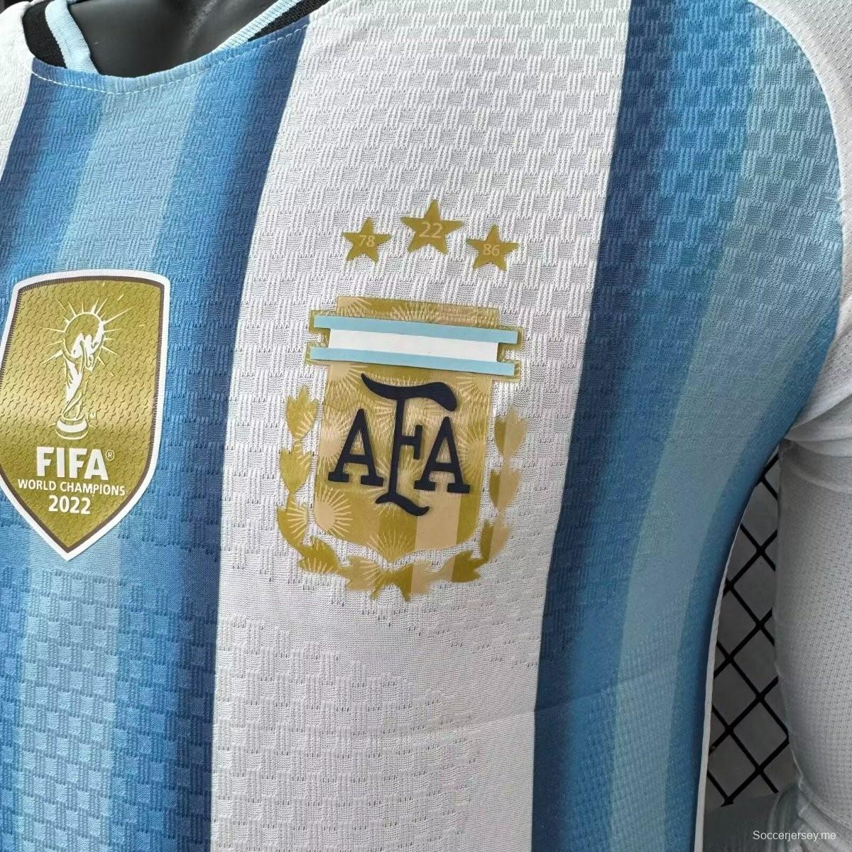 نسخة اللاعب 2026 قميص منتخب الأرجنتين بأكمام طويلة الأكمام للبيت الأبيض