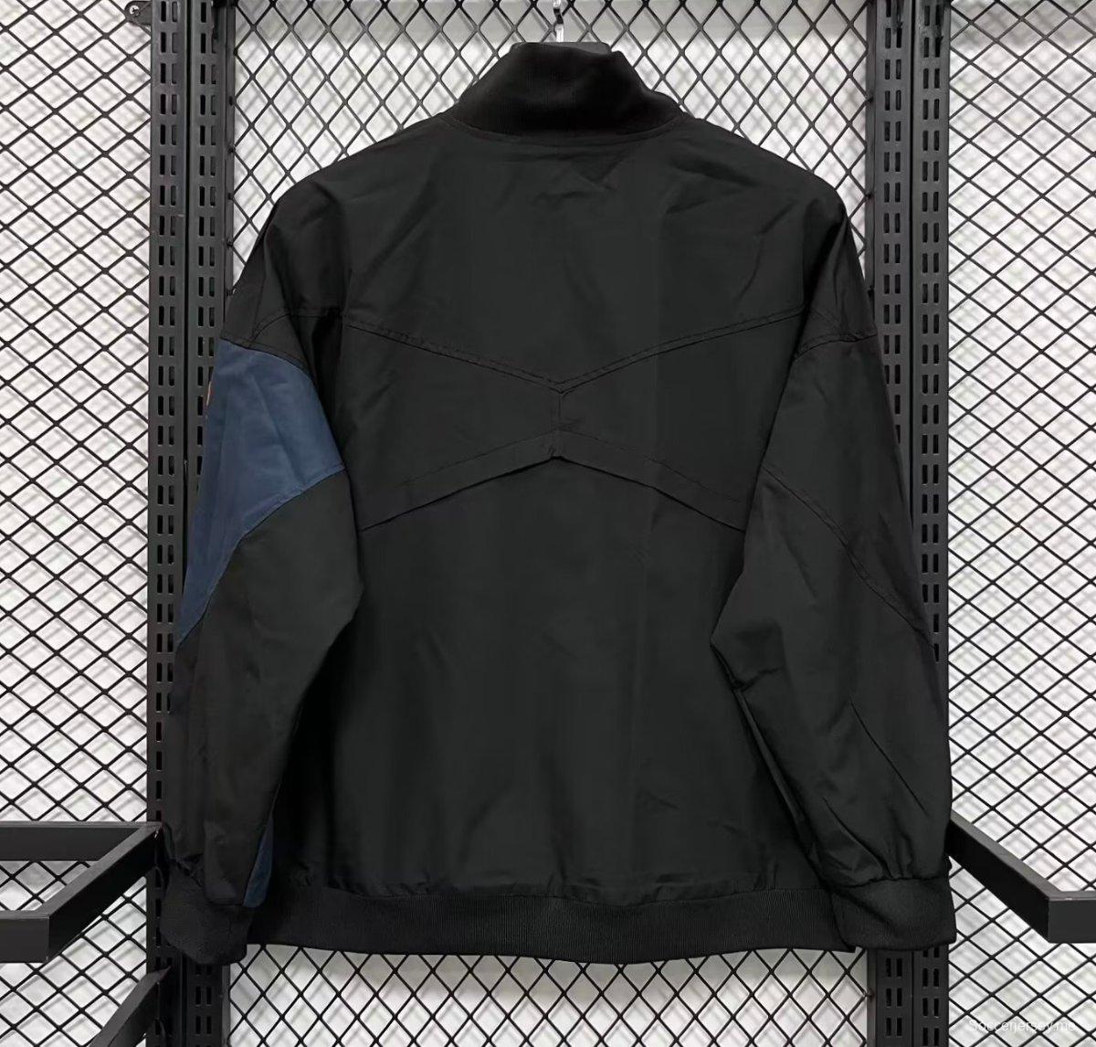 25/26 انتر ميلان الإيطالي سترة واقية من الرياح بسحاب كامل أسود