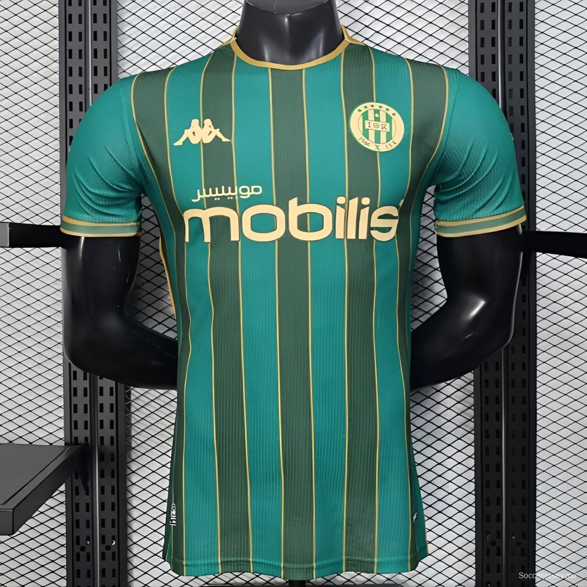 25/26 نسخة اللاعب شبيبة القبائل نسخة شبيبة القبائل القميص ذو الخطوط العمودية الخضراء الصفراء