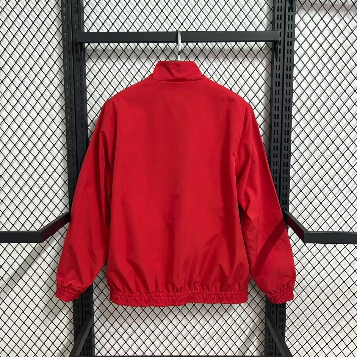 2026 سترة واقية من الرياح بسحاب كامل أحمر/أزرق إسباني بسحاب عكسي كامل