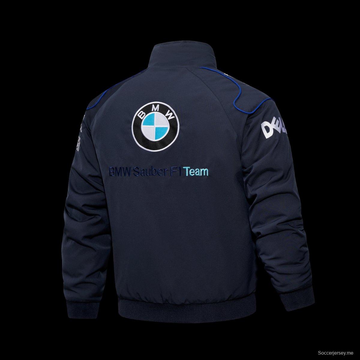 2026 F1 BMW M Power Petronas Navy Blue Motorsport Racing Jacket مع شارات شعار مطرزة