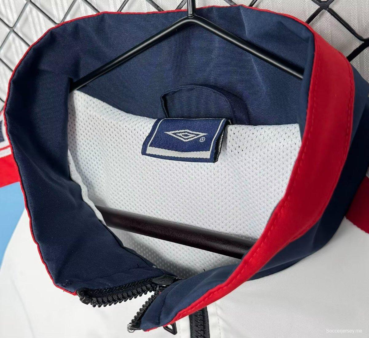 سترة واقية من الرياح رجعية 98/99 من Celta باللون الأزرق الداكن/الأبيض بسحاب كامل