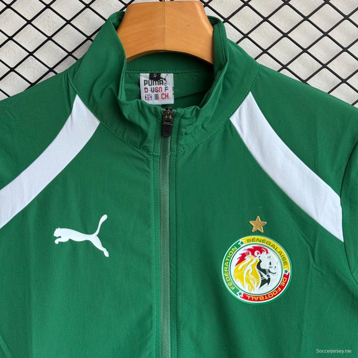 25/26 منتخب السنغال الوطني سترة خضراء بسحاب كامل بدلة رياضية + بنطال طويل