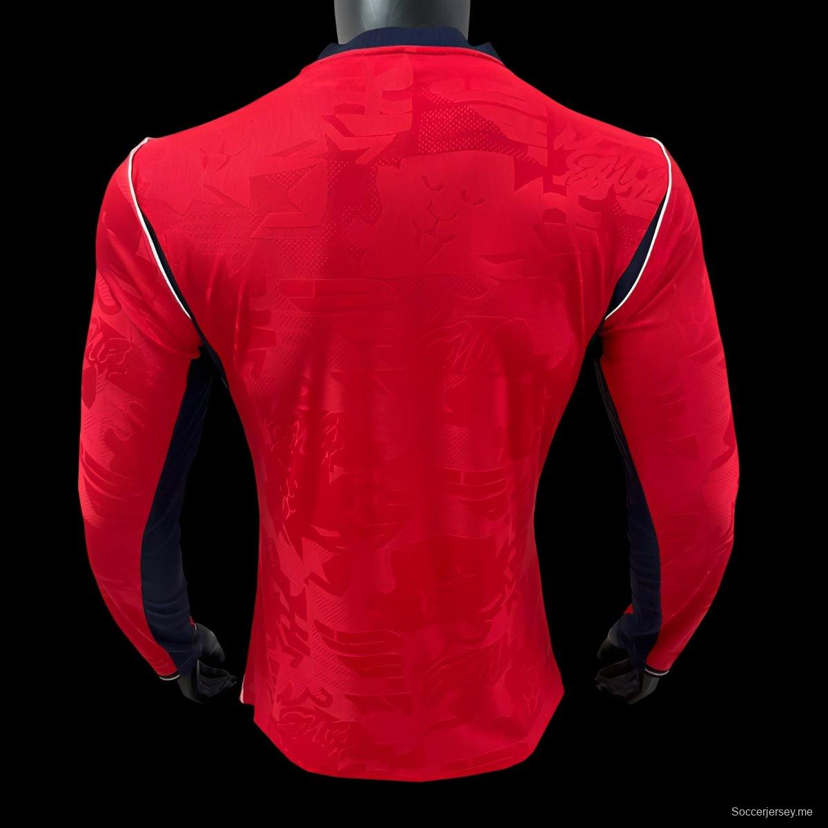 قميص لاعب إنجلترا خارج أرضها طويل الأكمام، إصدار 2026، أحمر