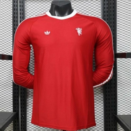 قميص لاعب مانشستر يونايتد الأحمر طويل الأكمام من طراز Adidas Originals Retro، الإصدار الخاص، نسخة 2026