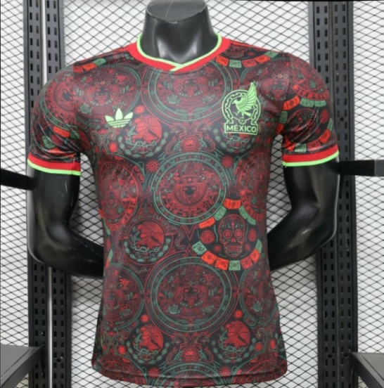 قميص اللاعب الإصدار 2026 المكسيك  أسود مع تصميم التقويم الأزتيكي و"يوم الموتى" - إصدار خاص
